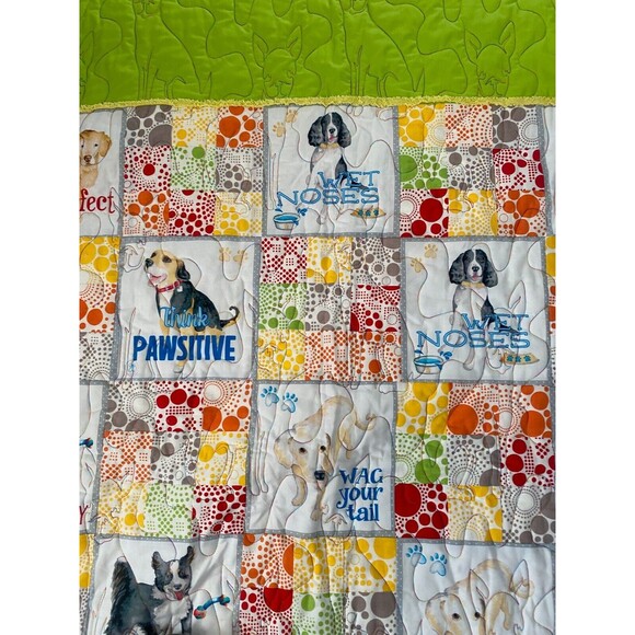 Dog Quilt Handmade Multiple Breeds Frenchies Reversible Elephants 36 X 44.50 - Picture 6 of 12